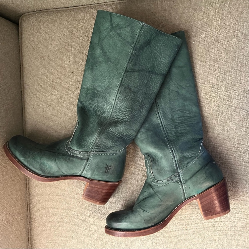 Frye Campus Women's Teal Green Leather Boots
